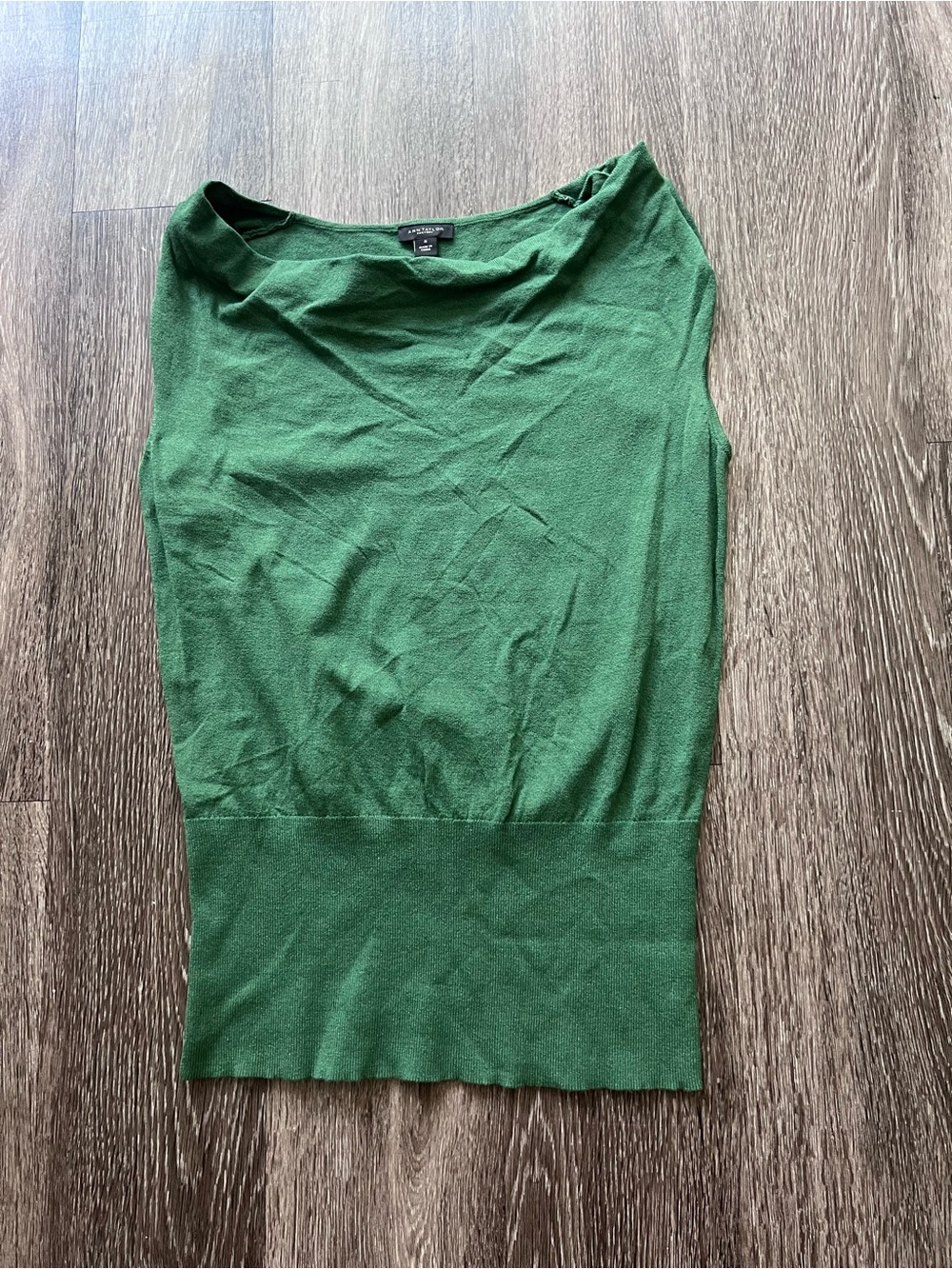 3/$21 Ann Taylor green draped neck sleeveless top stretchy fitted tank